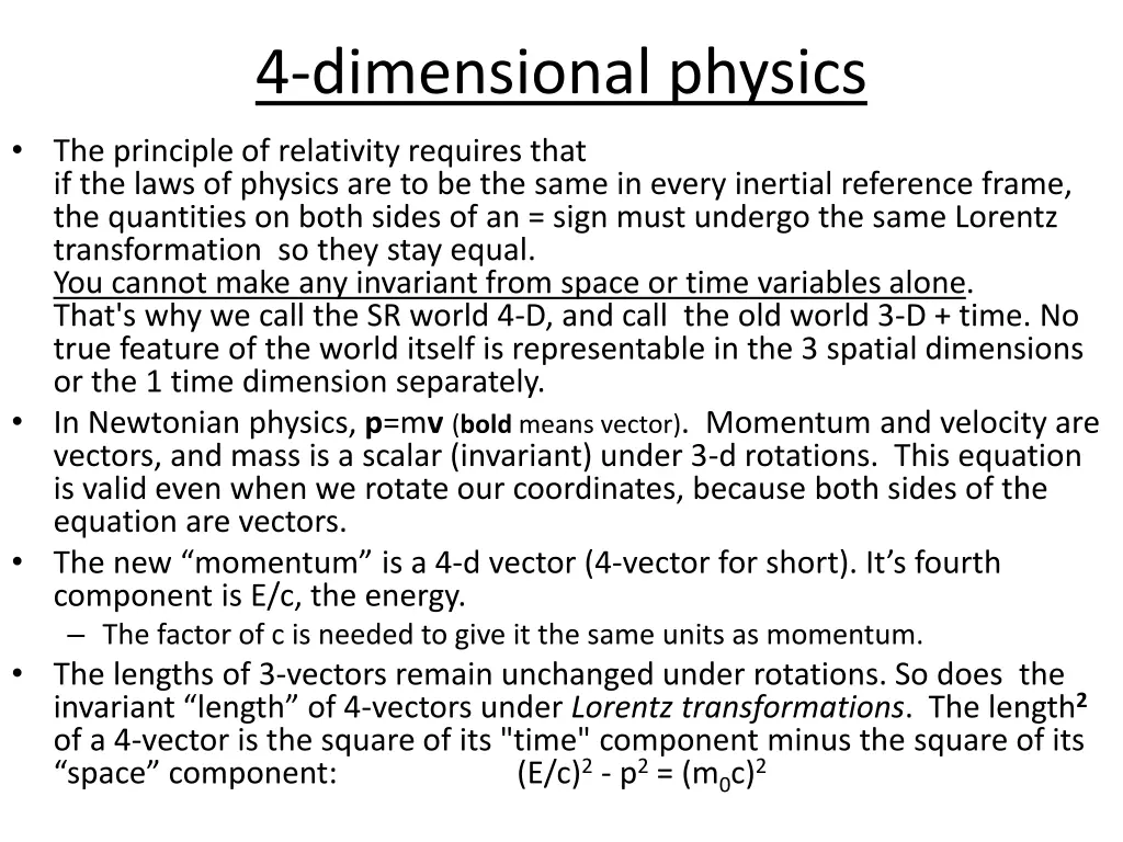 4 dimensional physics
