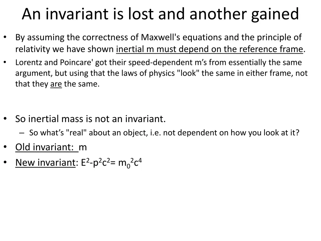 an invariant is lost and another gained