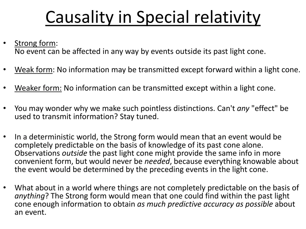 causality in special relativity