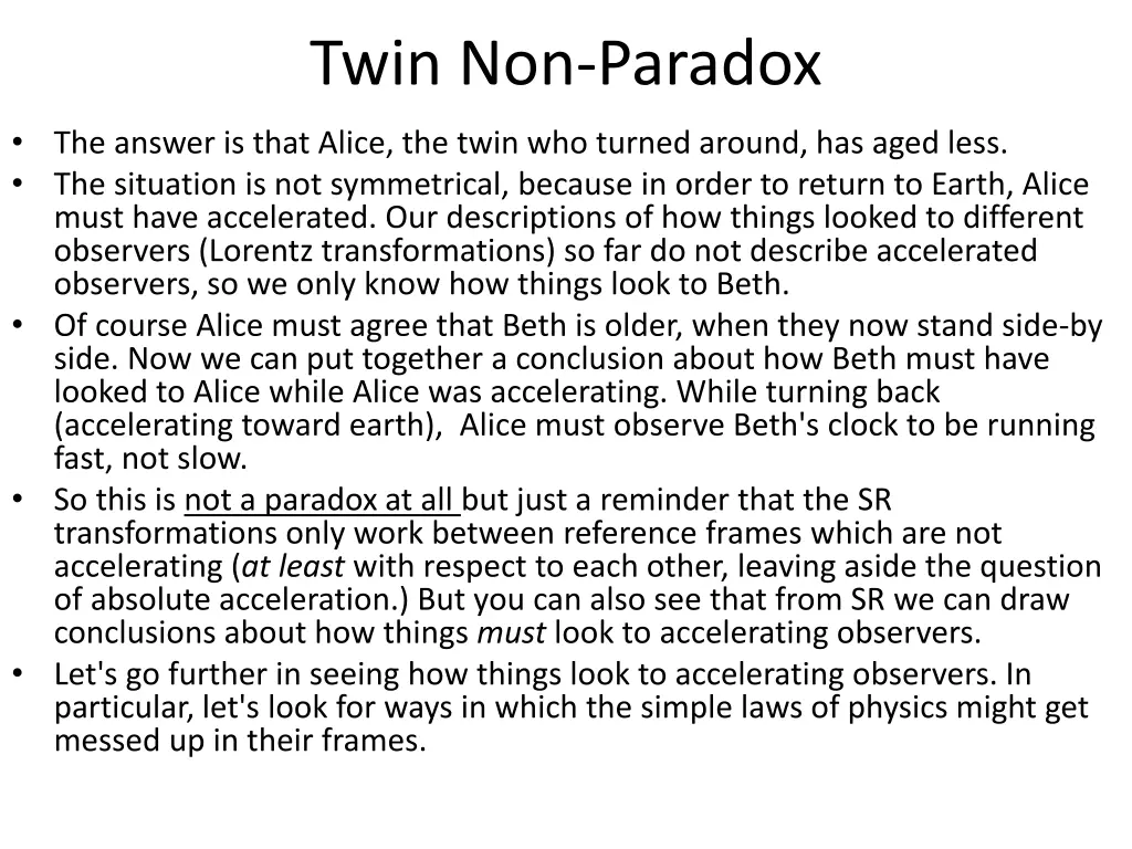 twin non paradox