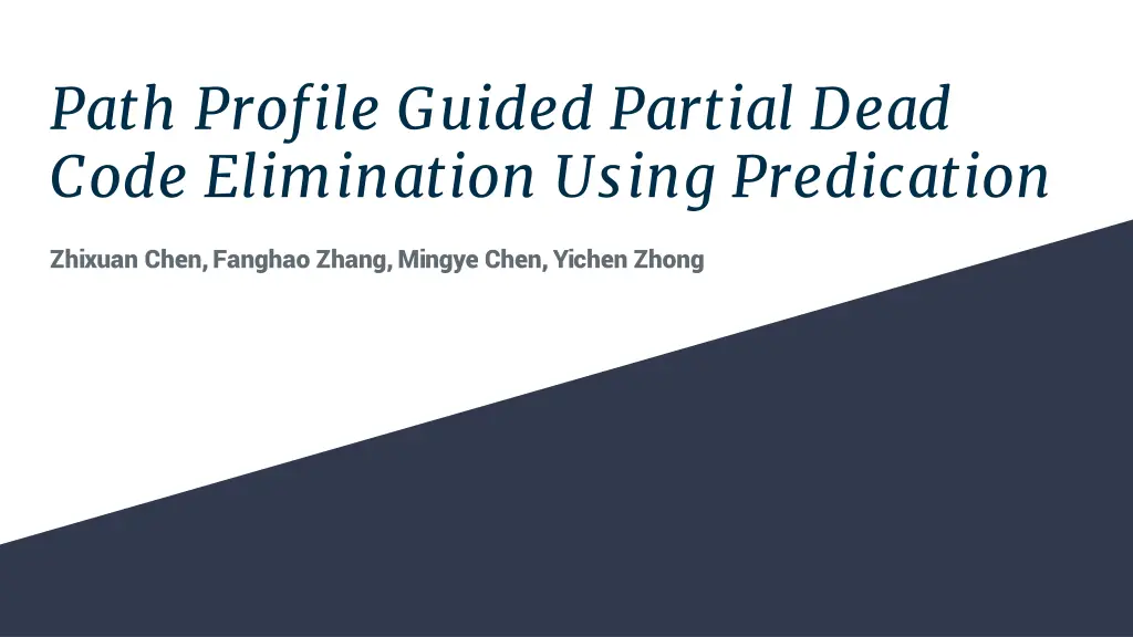 path profile guided partial dead code elimination