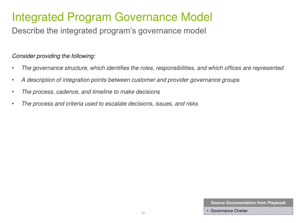 integrated program governance model