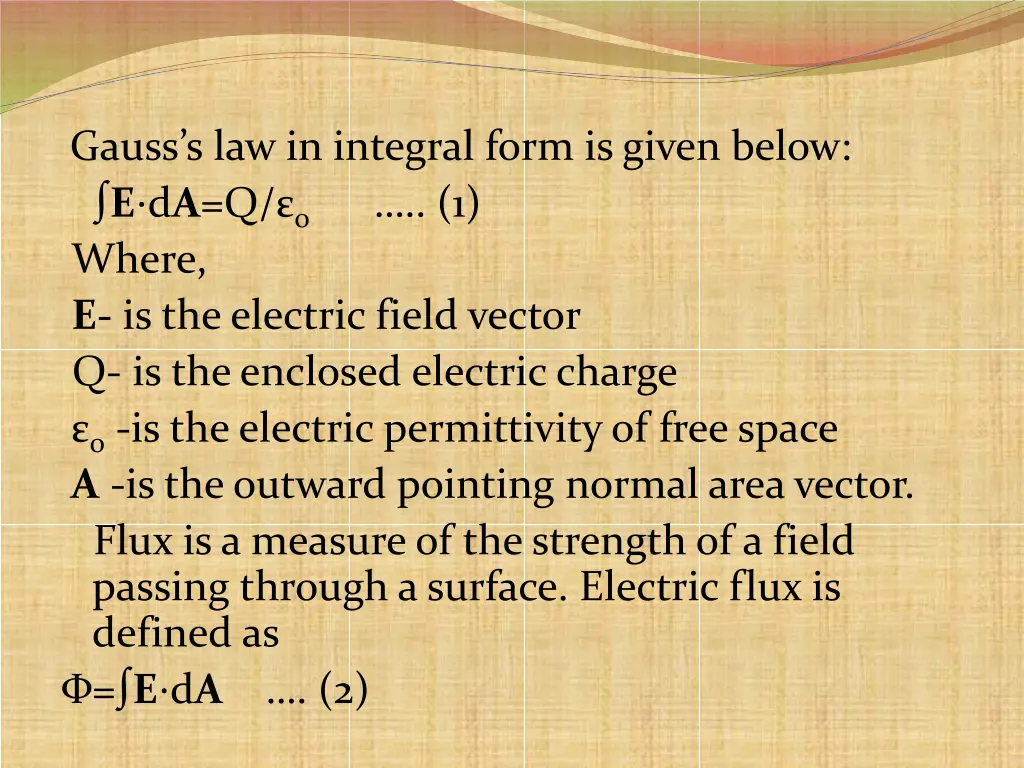 gauss s law in integral form is given below