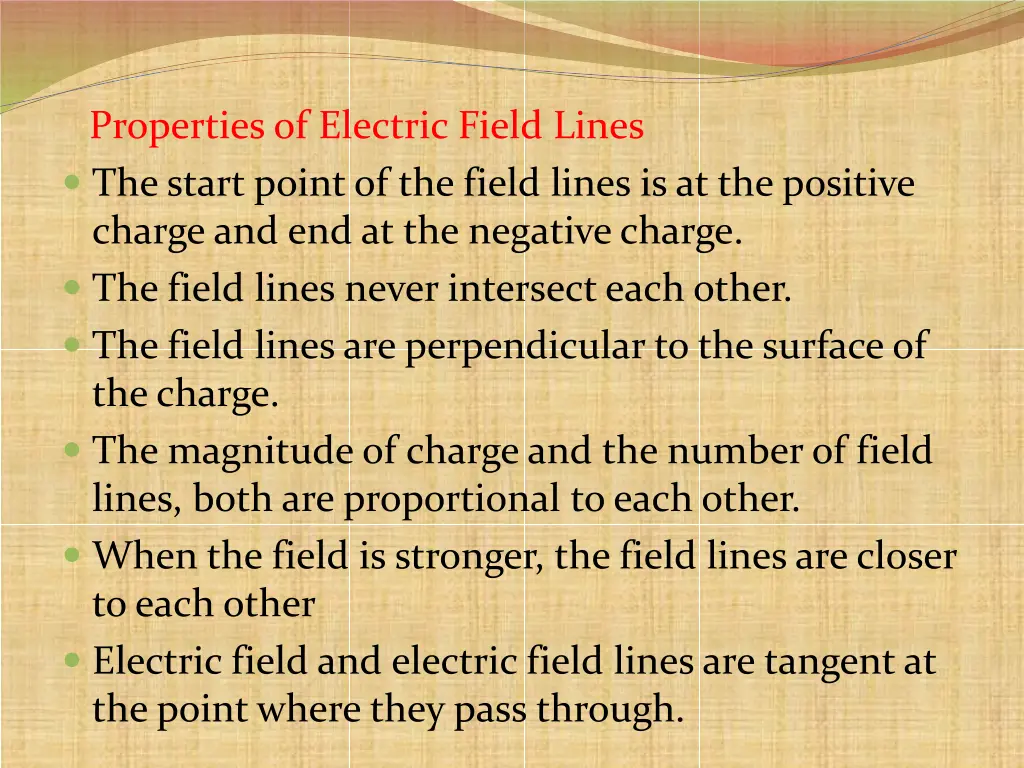 properties of electric field lines the start