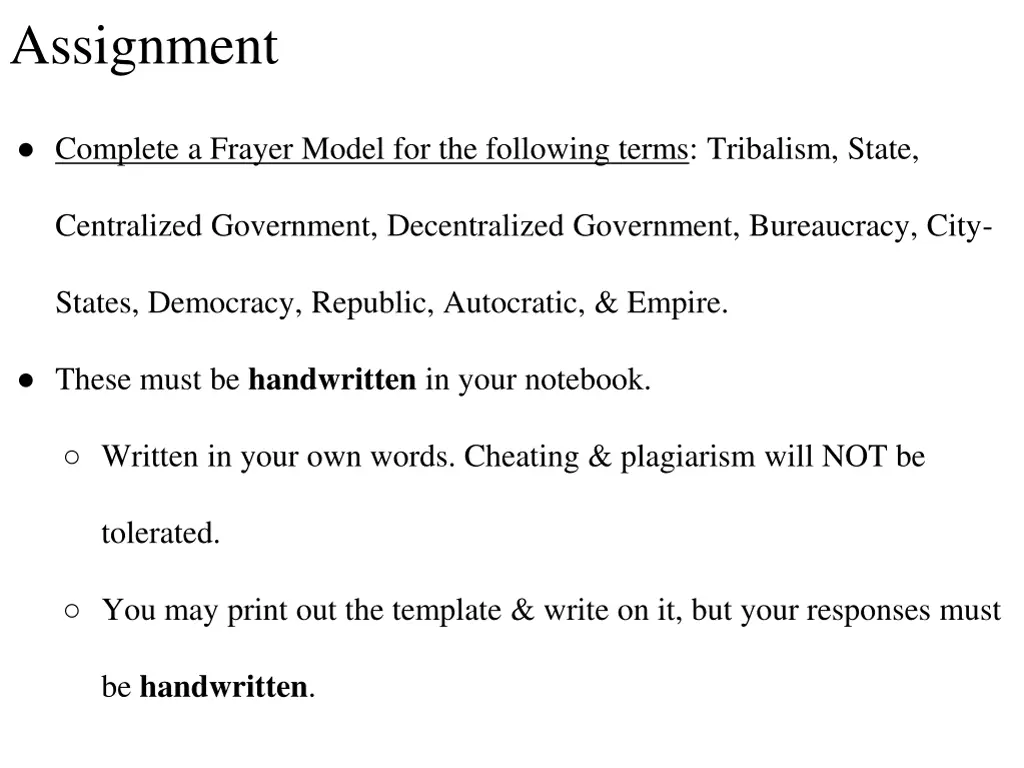 assignment