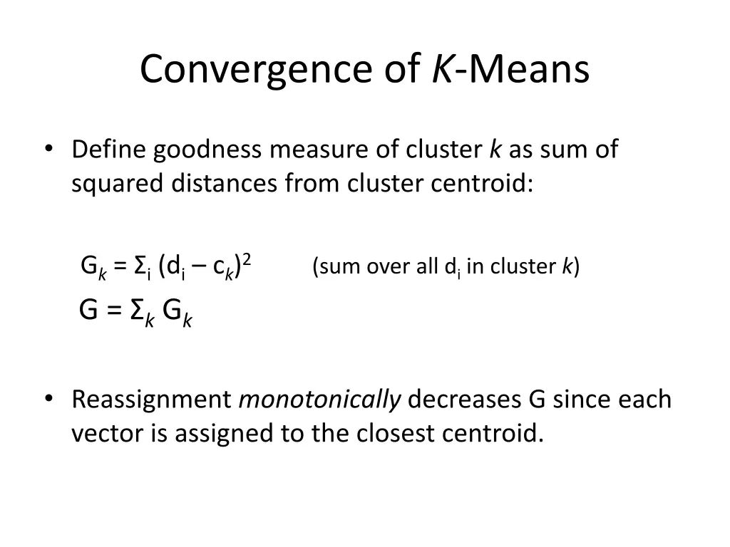 convergence of k means
