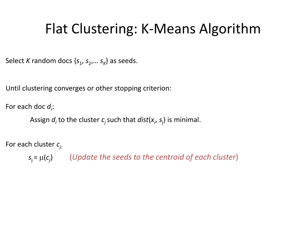 flat clustering k means algorithm