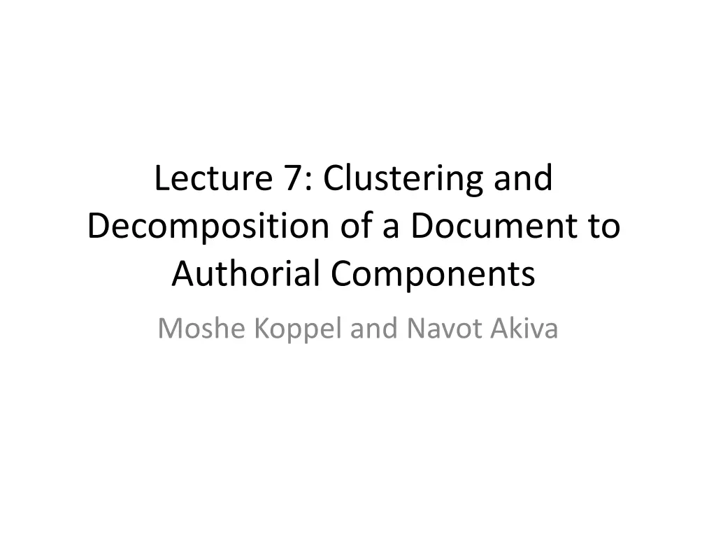 lecture 7 clustering and decomposition