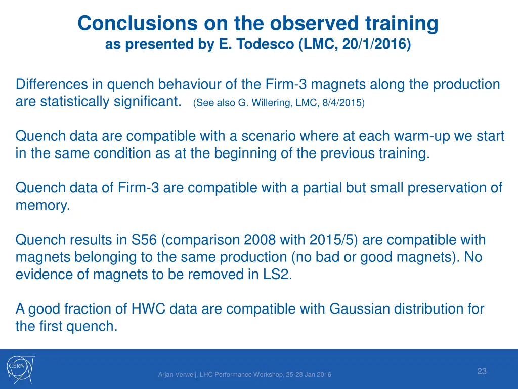 conclusions on the observed training as presented