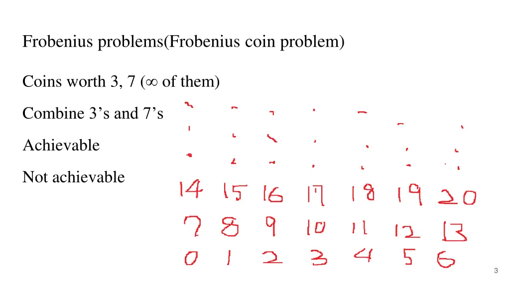 frobenius problems frobenius coin problem