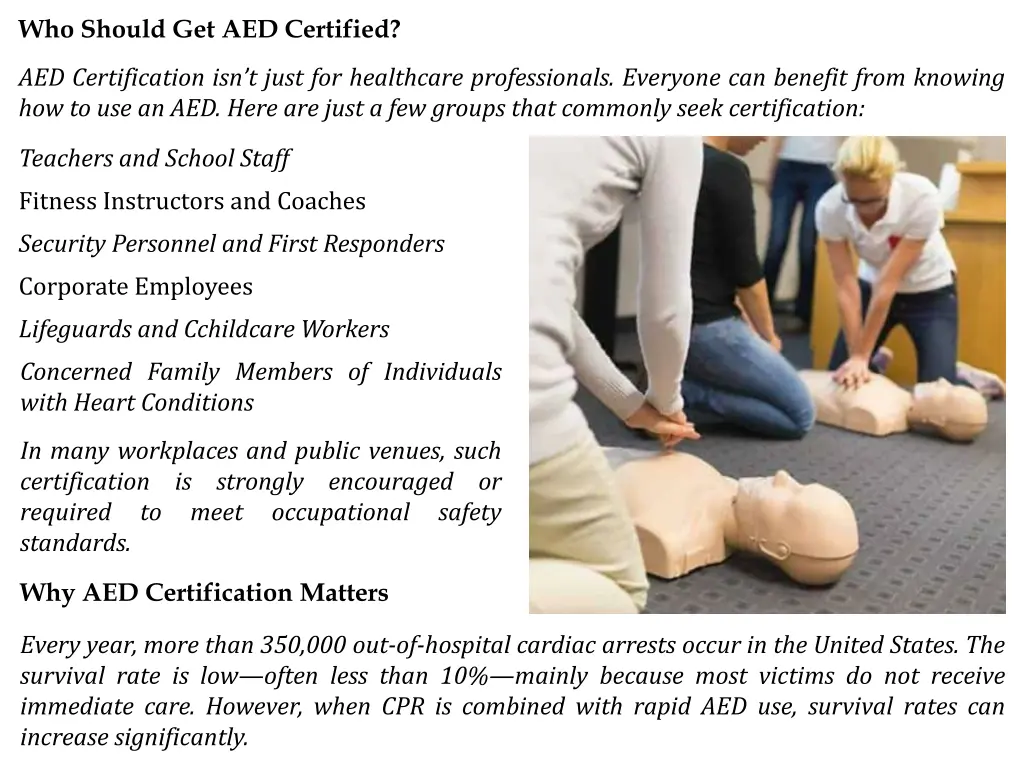 who should get aed certified