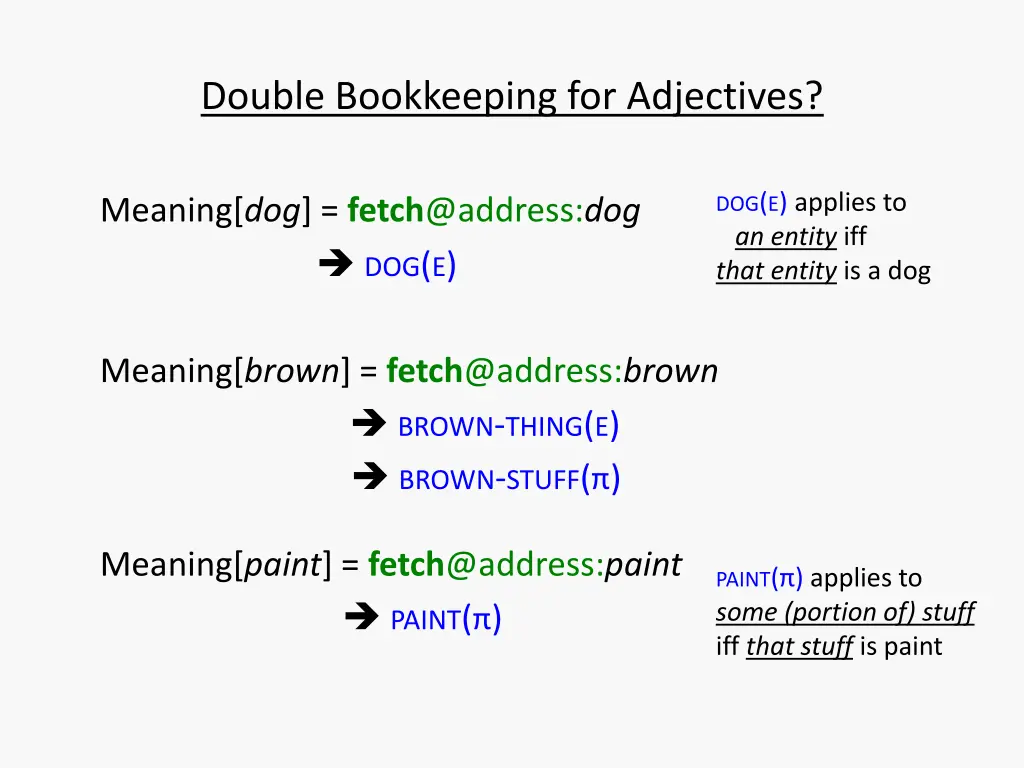 double bookkeeping for adjectives