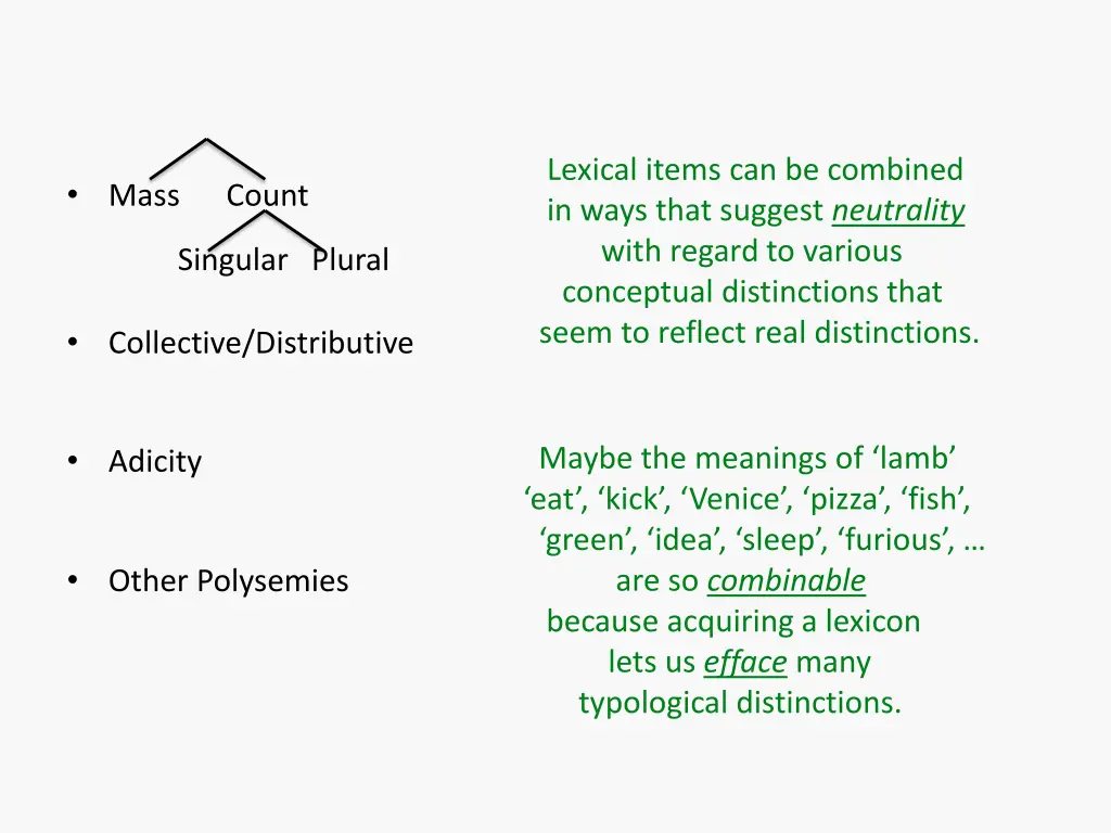 lexical items can be combined in ways that