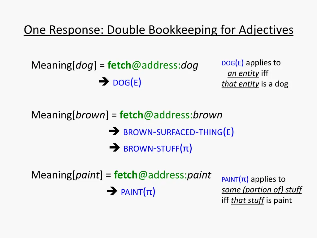 one response double bookkeeping for adjectives