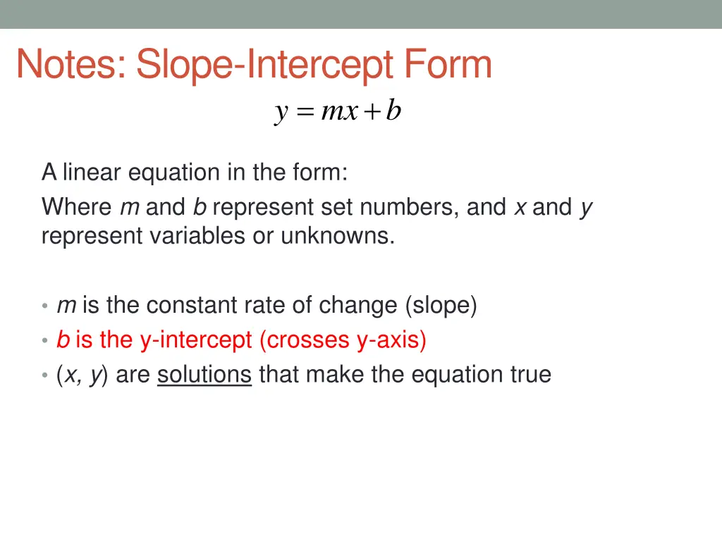 notes slope intercept form 1