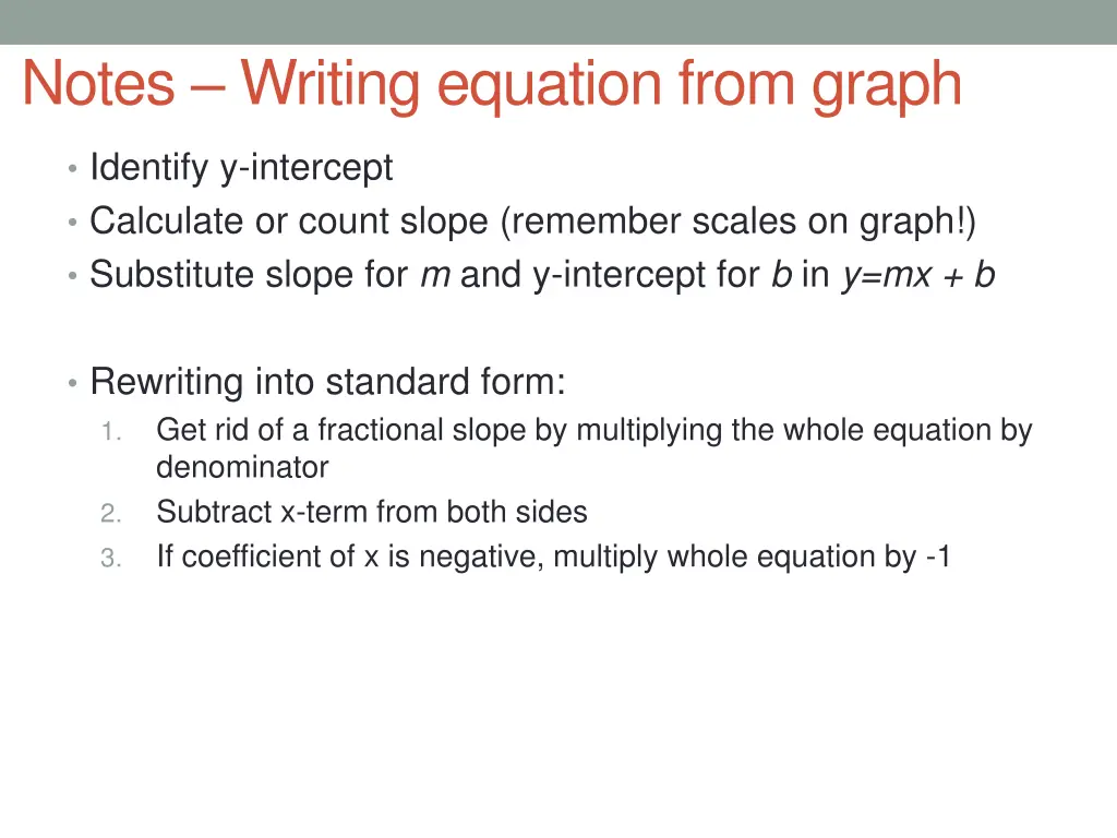 notes writing equation from graph