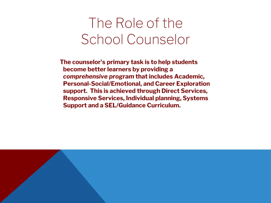 the role of the school counselor