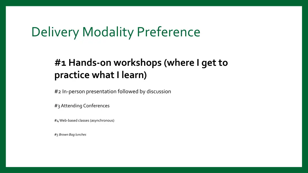 delivery modality preference