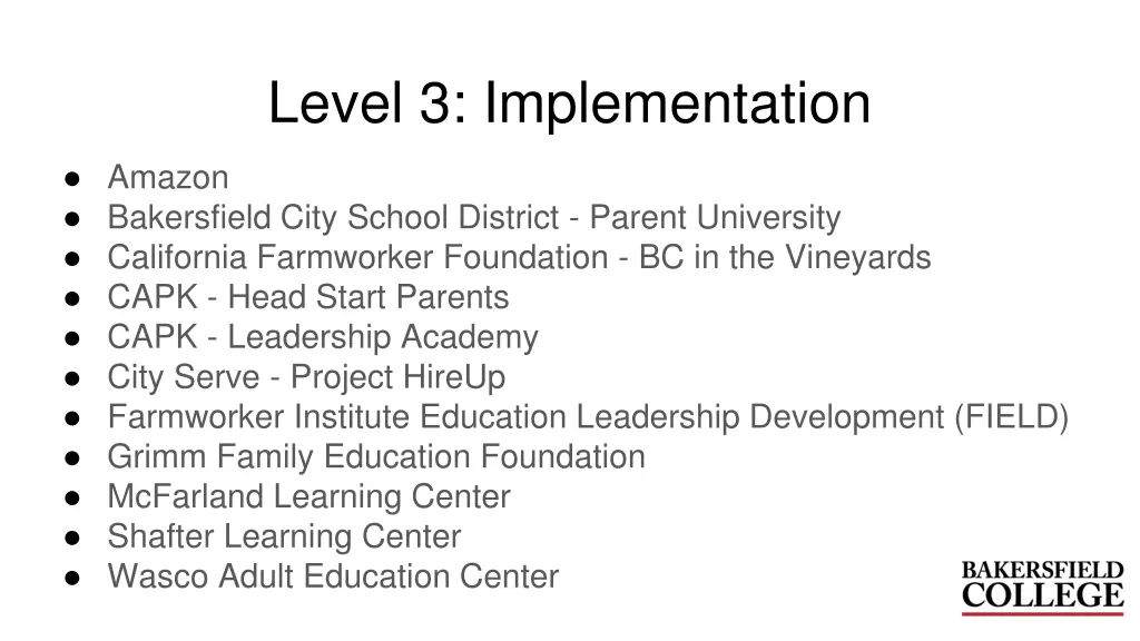 level 3 implementation