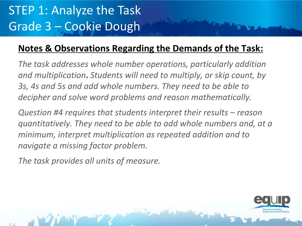 step 1 analyze the task grade 3 cookie dough