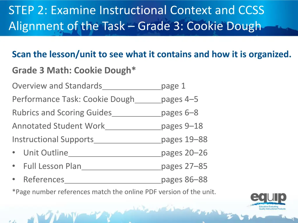 step 2 examine instructional context and ccss 1