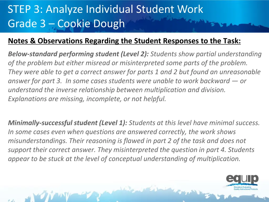 step 3 analyze individual student work grade 1