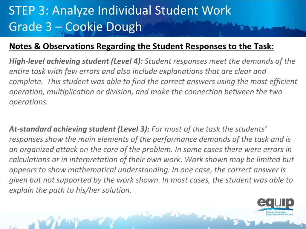 step 3 analyze individual student work grade