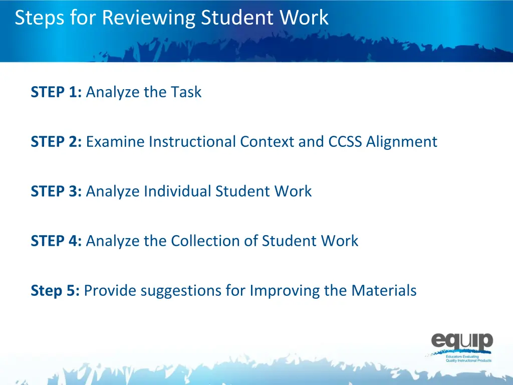 steps for reviewing student work