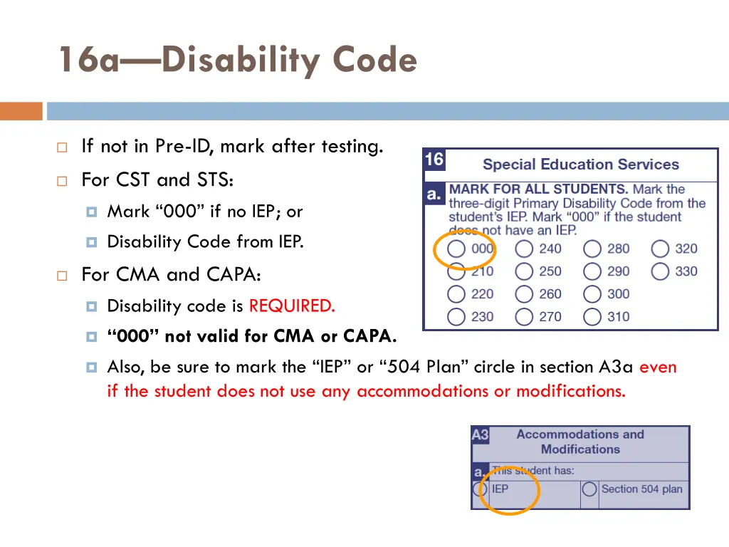 16a disability code