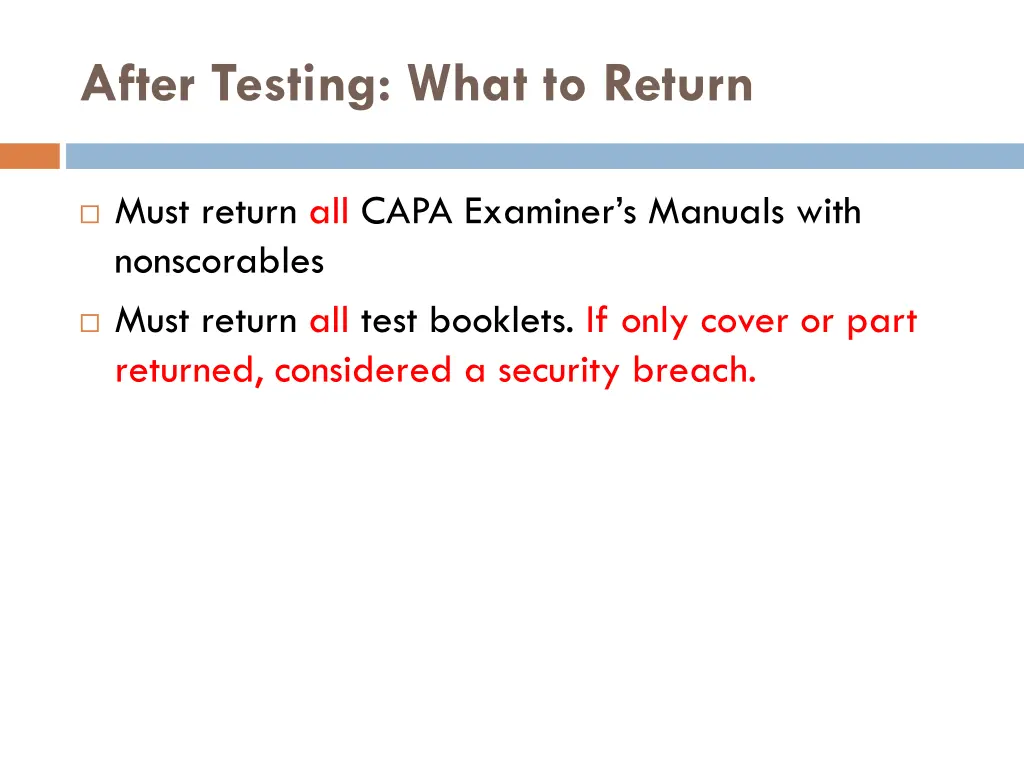 after testing what to return