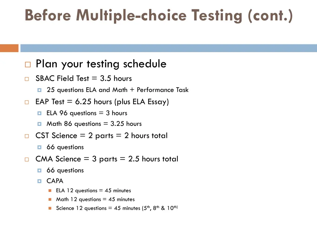 before multiple choice testing cont 1