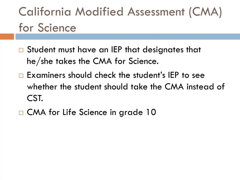 california modified assessment cma for science