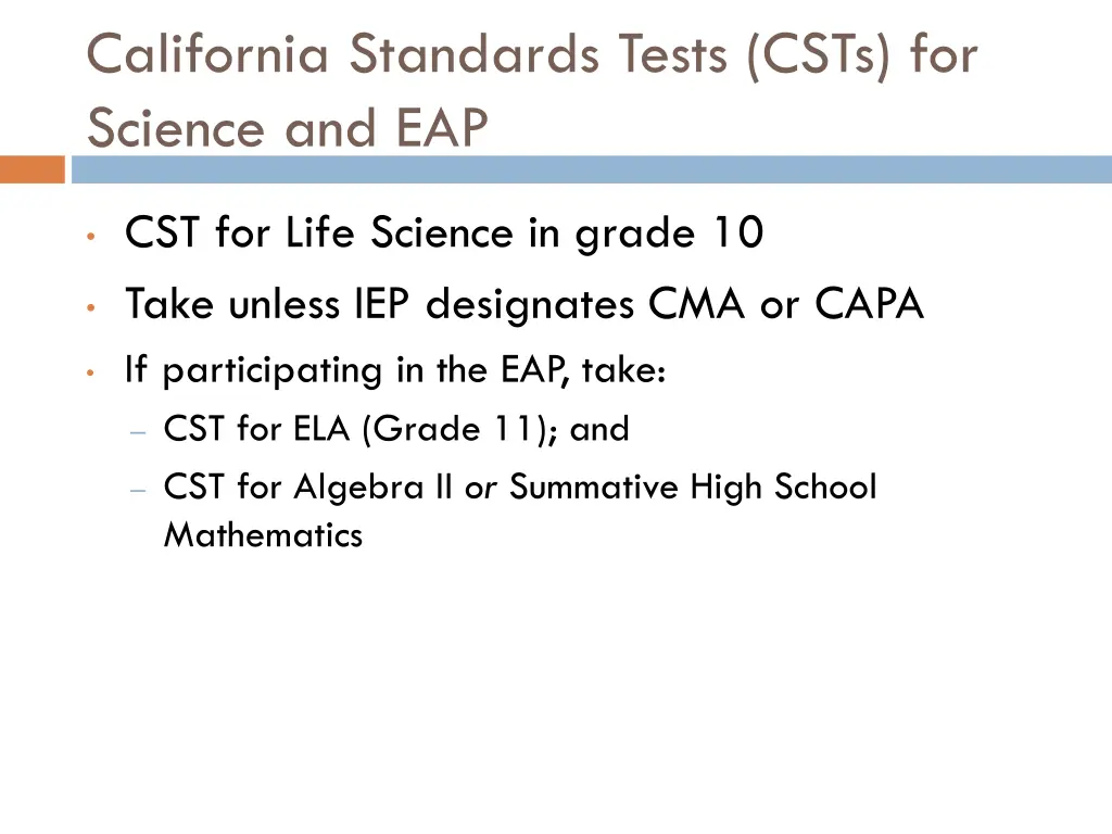 california standards tests csts for science