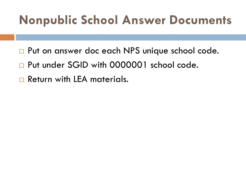 nonpublic school answer documents