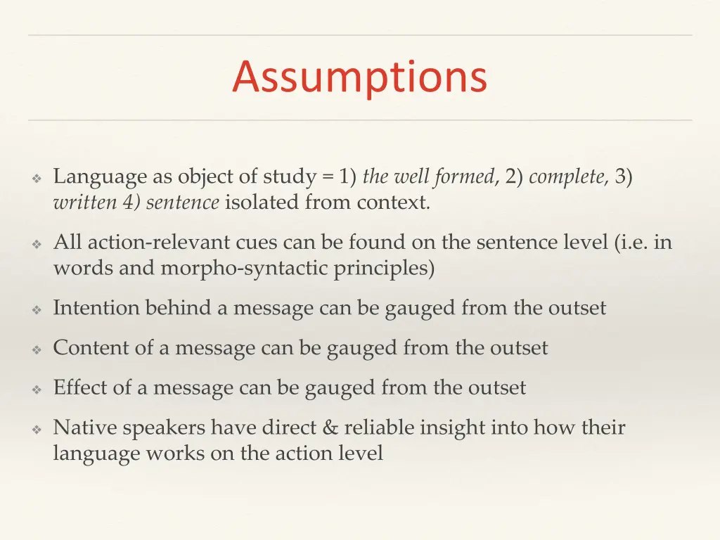 assumptions