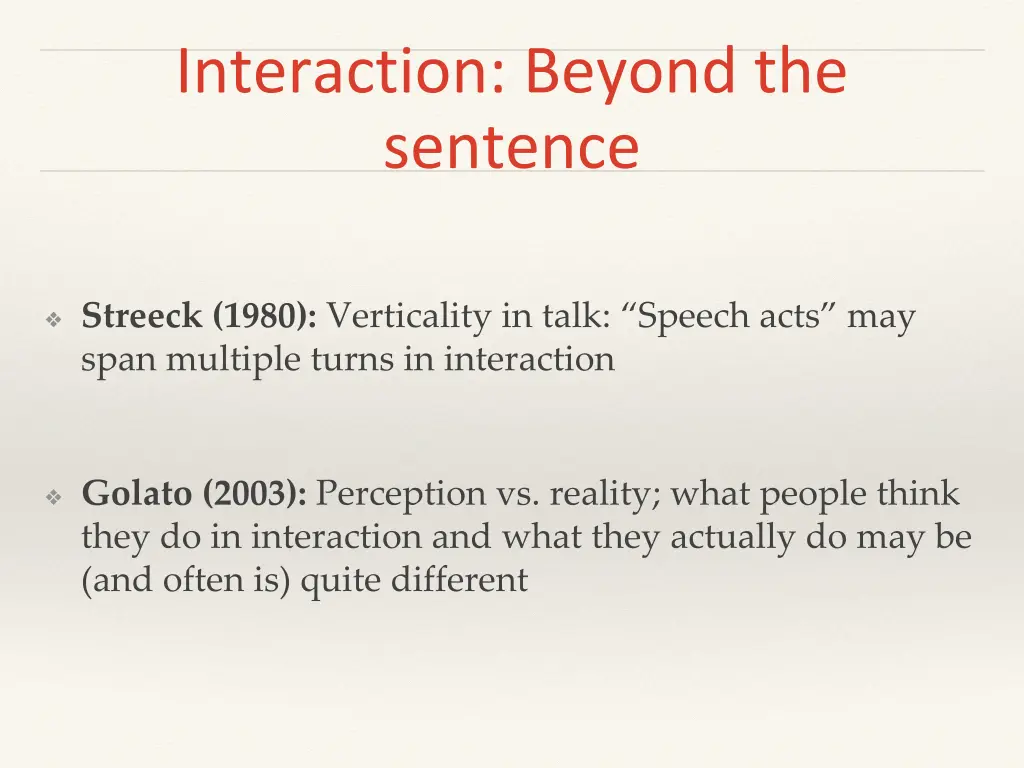 interaction beyond the sentence
