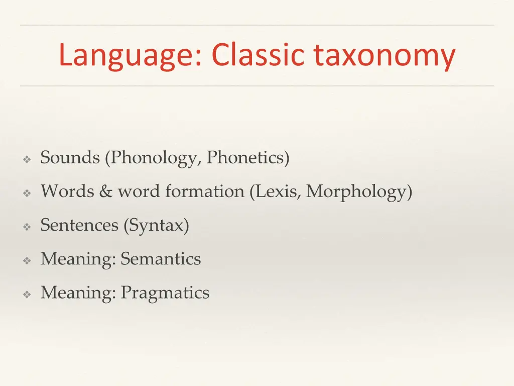 language classic taxonomy