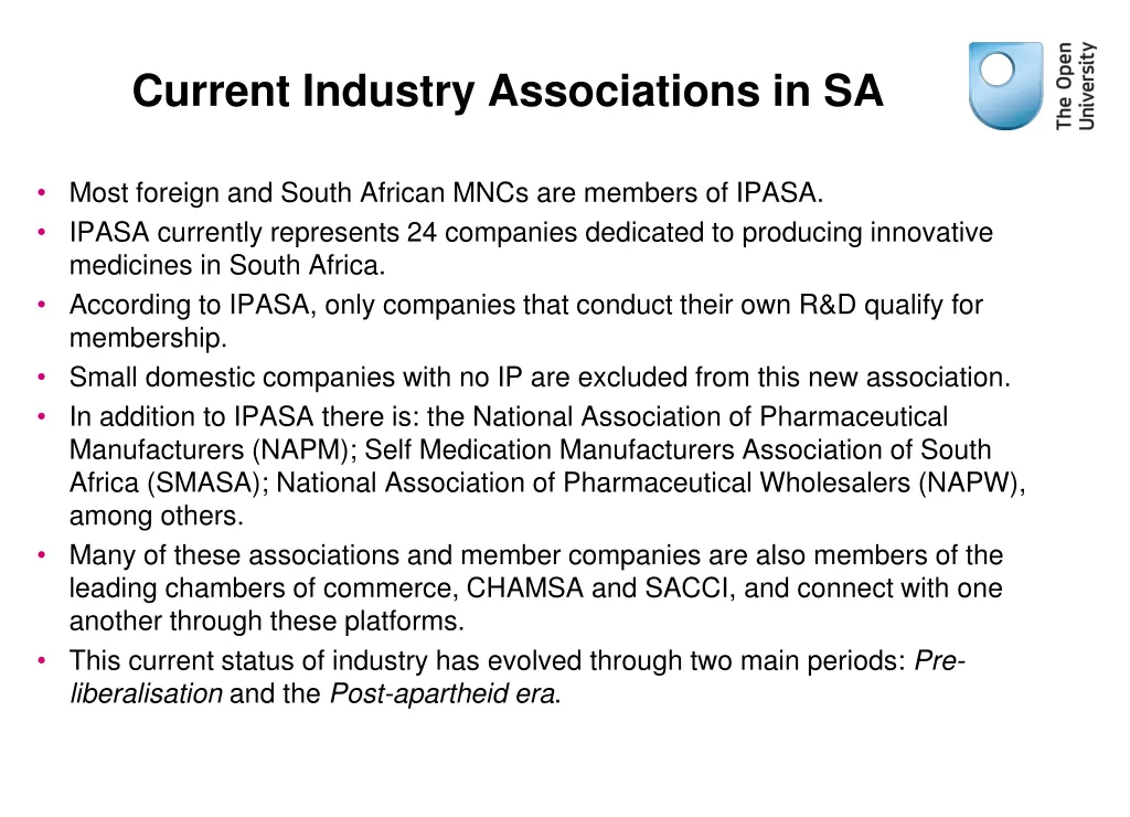 current industry associations in sa