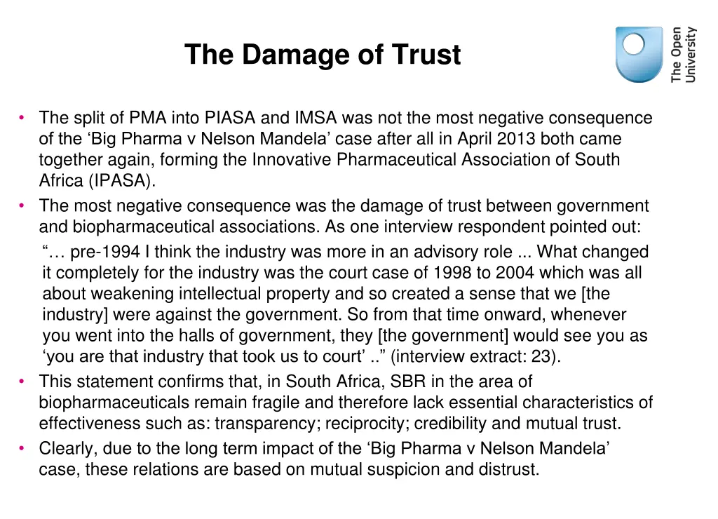 the damage of trust