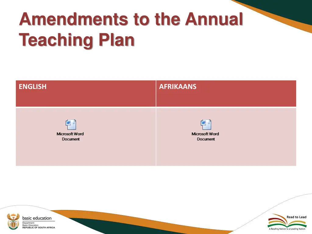 amendments to the annual teaching plan