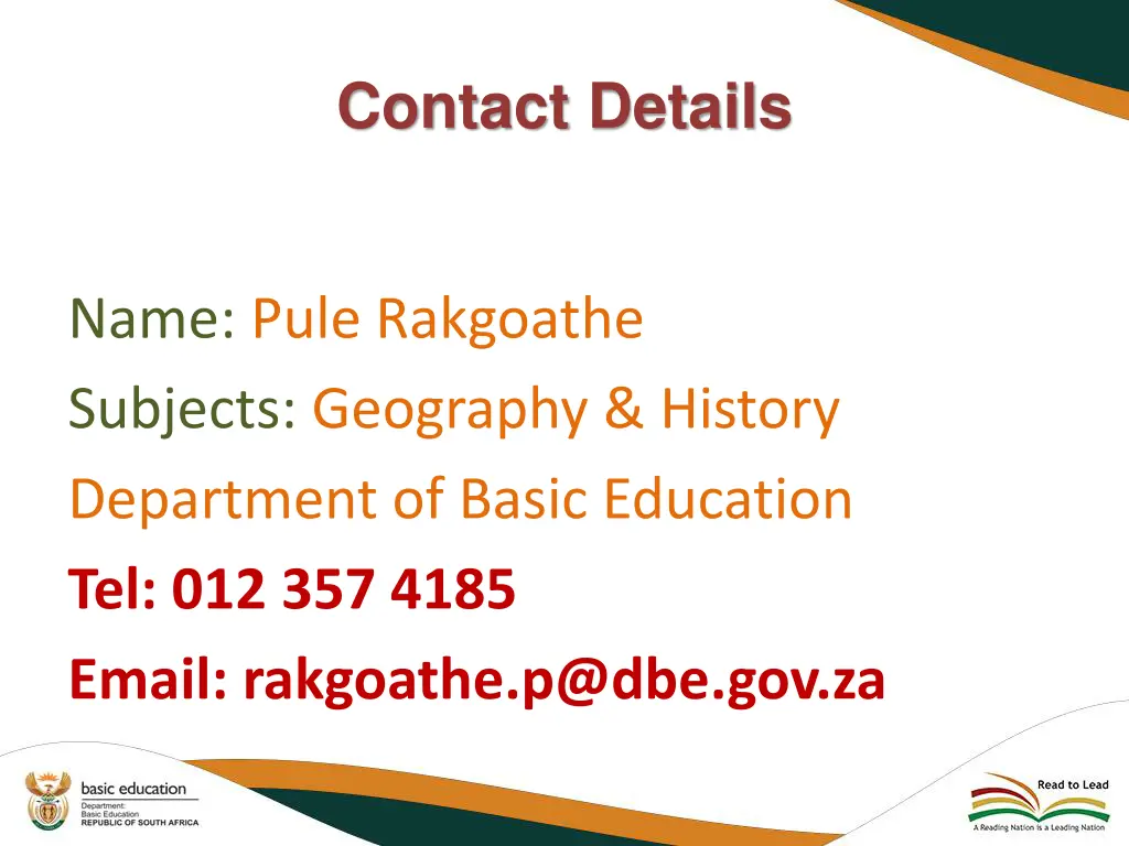 contact details