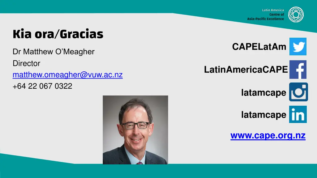 kia ora gracias dr matthew o meagher director