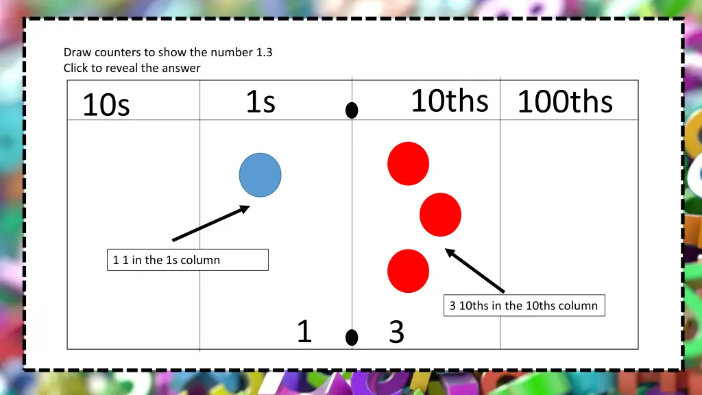 draw counters to show the number 1 3 click