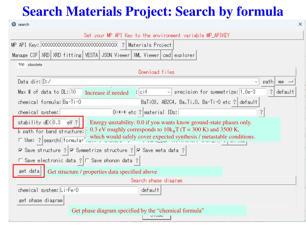 search materials project search by formula 1
