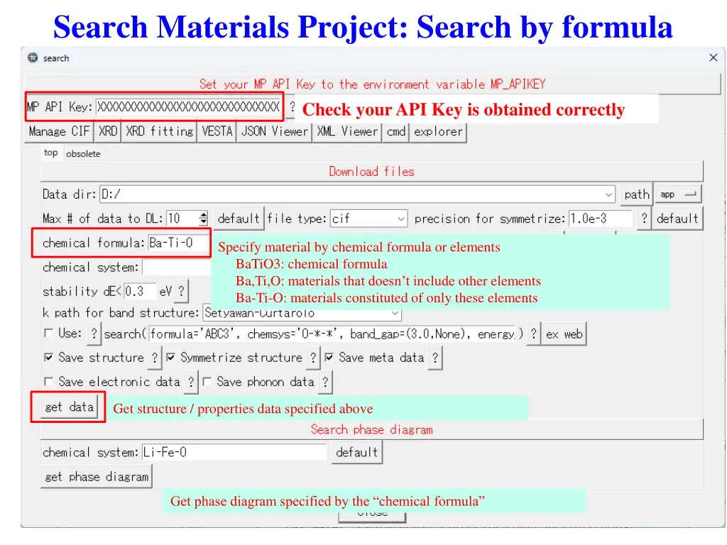 search materials project search by formula