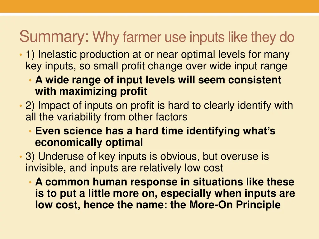 summary why farmer use inputs like they