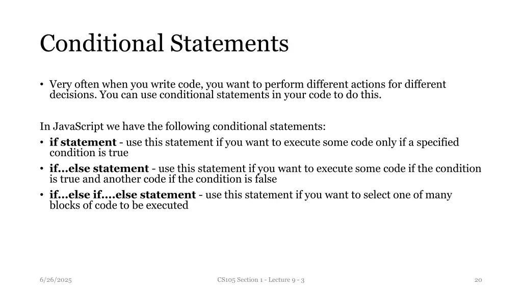 conditional statements