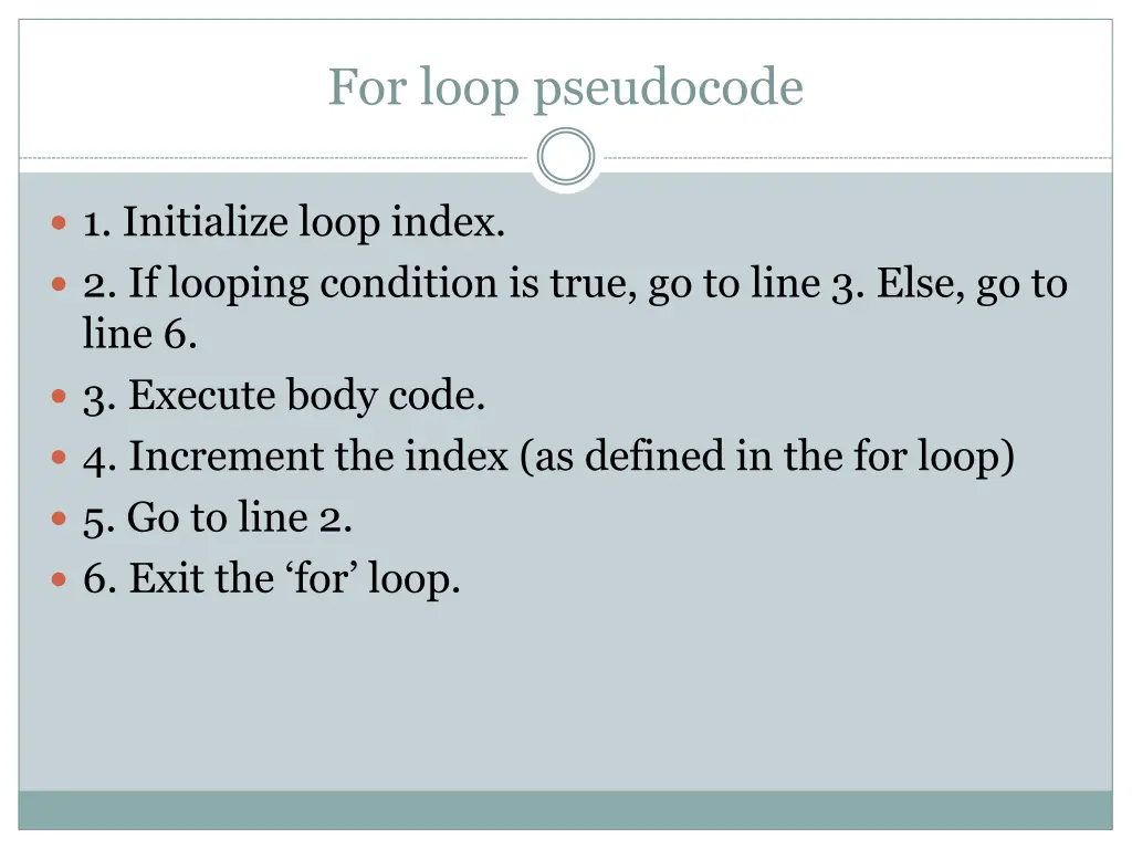 for loop pseudocode