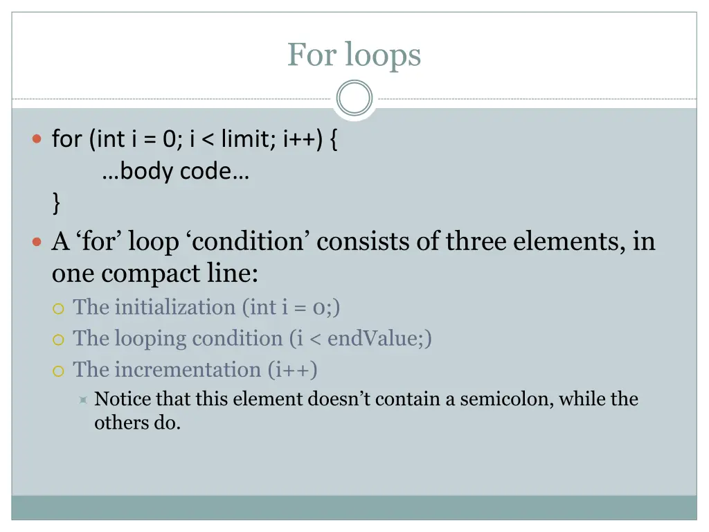 for loops