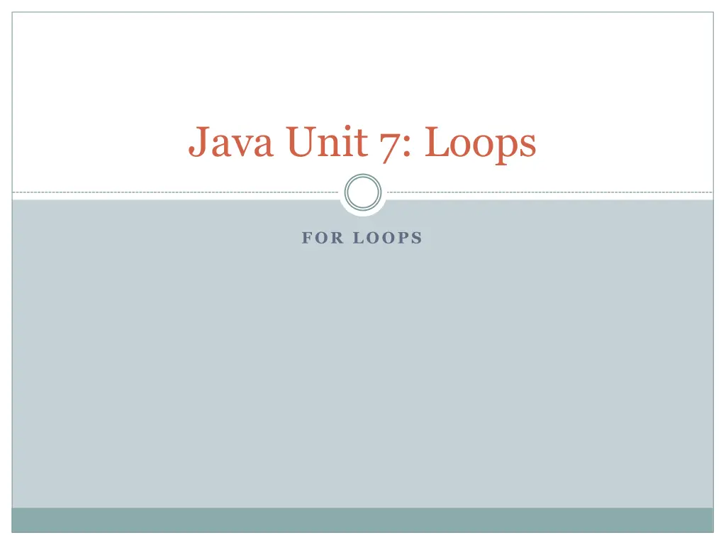 java unit 7 loops
